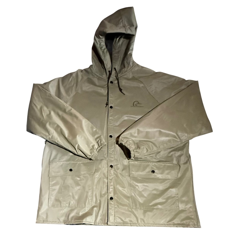 Stearns Ducks Unlimited Dry Wear Rain Jacket Mens XL Green Hooded Parka 8302